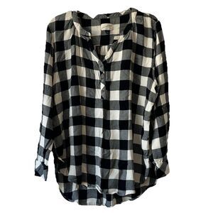 Universal Thread Top Black and White Plaid Women’s XL Blouse